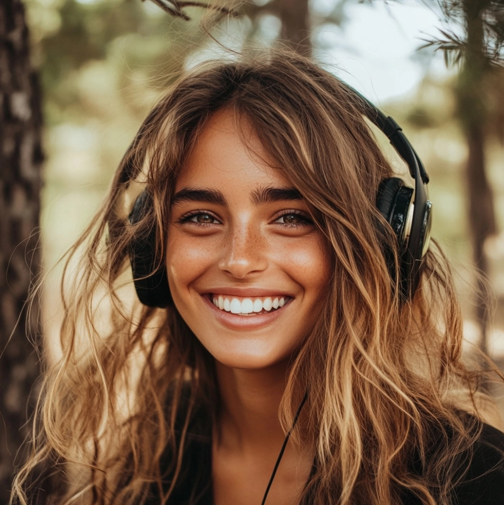 girl listening to AI podcast